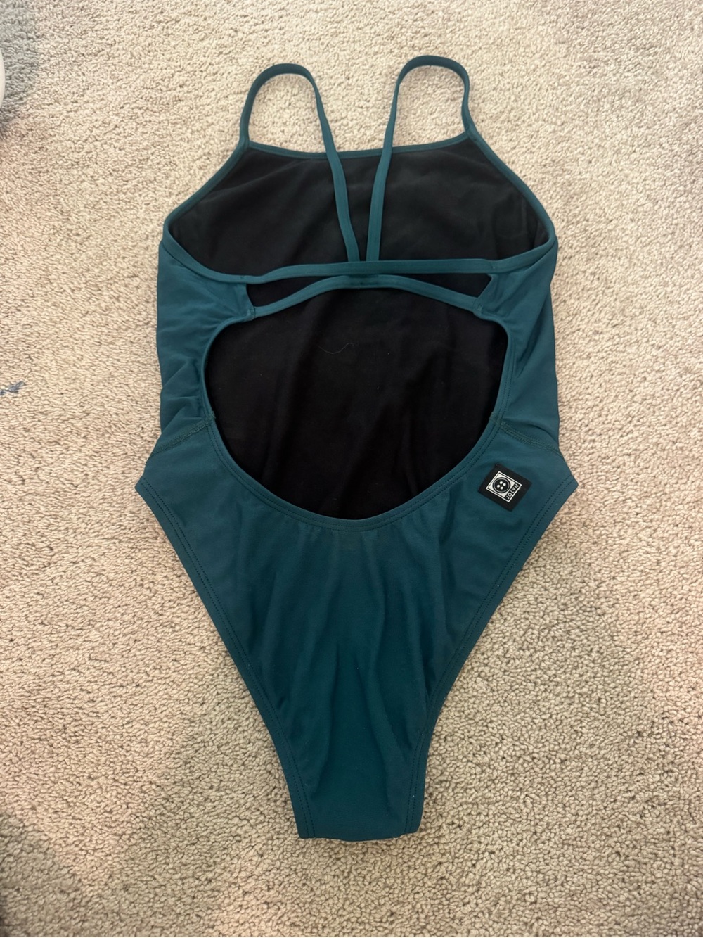 Jolyn Clothing Teal High-Cut Open-Back One-Piece Swimsuit